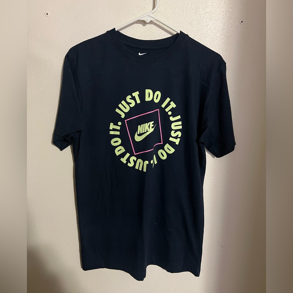 NIKE Classic Athletic Athleisure Just Do It Casual T Shirt Navy Blue Men's Sz Sm